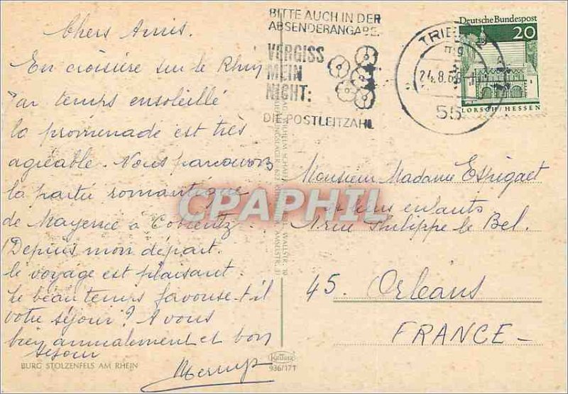 Modern Postcard Stolzenfels Castle