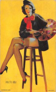 Pin Up Girl Palette Able Painter Artist Vintage Arcade Card AA70078