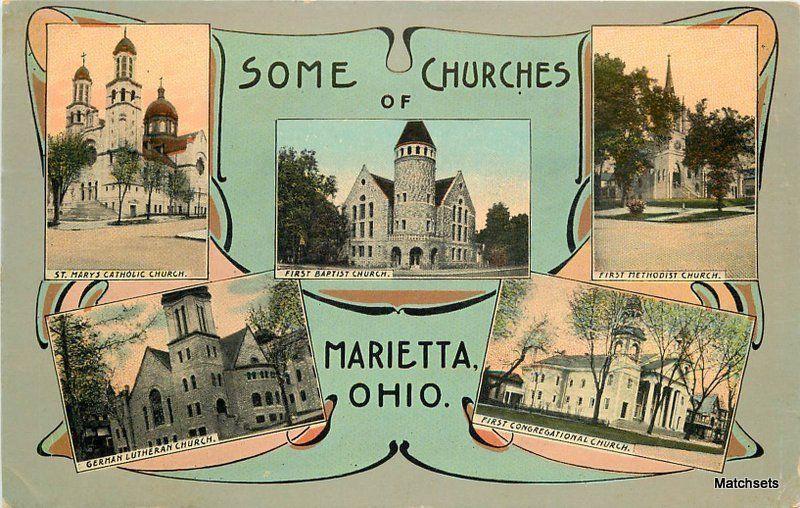 Multi View of Churches MARIETTA, GEORGIA Scott Ward postcard 4081