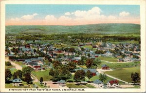 Postcard Bird's Eye View from Poets' Seat Tower Greenfield Massachusetts~133655