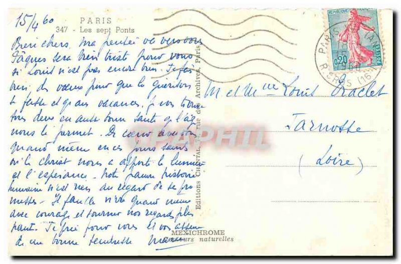 Old Postcard Paris Seven Bridges