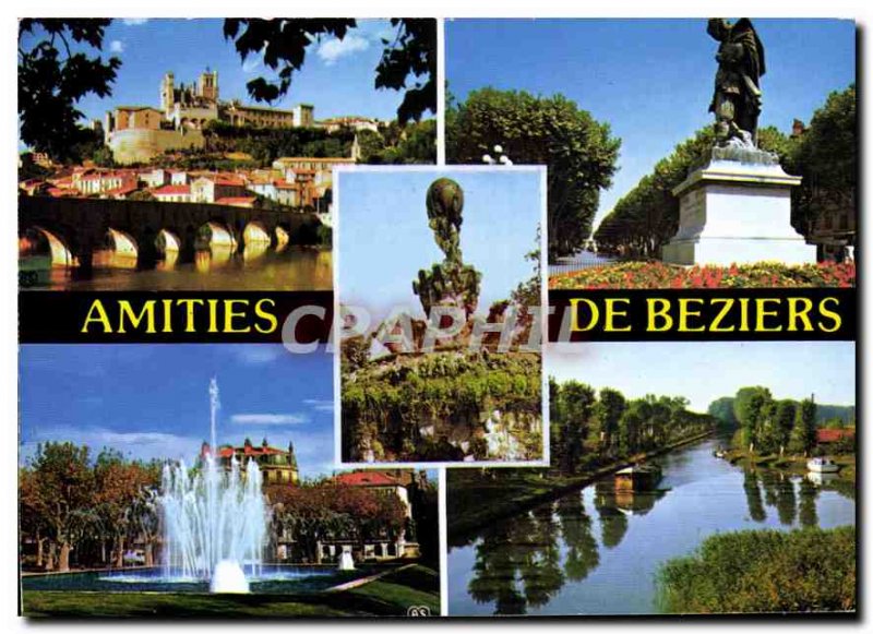 Postcard Modern Herault Beziers Cathedrale St Nazaire Statue Pierre Paul Riqu...