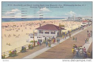Boardwalk & Beach Looking South from Magnolia Ave., Playland & Conventon Hall...