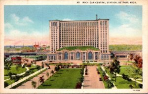 Vintage Michigan Postcard - Detroit - Michigan Central Station