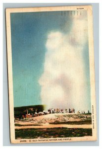 Vintage 1934 Postcard Old Faithful Geyser Yellowstone National Park Wyoming