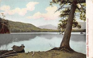 New York~Ampersand Pond in Adirondack Mountains~Boat on Shoreline~c1905 Postcard