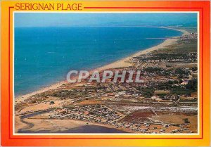 Postcard Modern Serignan Plage (Herault) Au Bord de la Mediterranee view plane