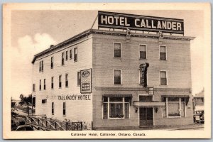 Postcard Callander Ontario c1939 Hotel Parry Sound District RPO Cancel by PECO