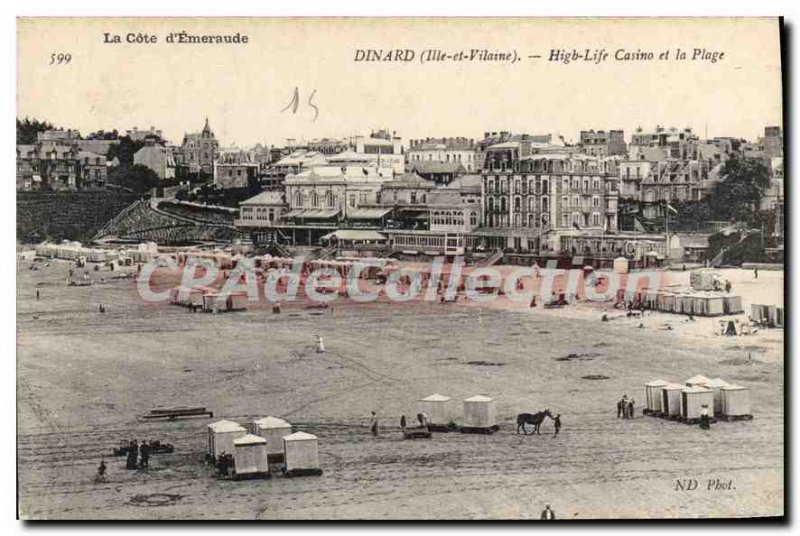 Old Postcard Dinard Casino High Life And The Beach