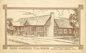 Artist 1930s Rose Garden Tea Room Postcard North Vero Beach Florida 11625