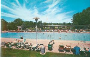 Moodus, Connecticut Banner Lodge Swimming Pool Scene Vintage Postcard