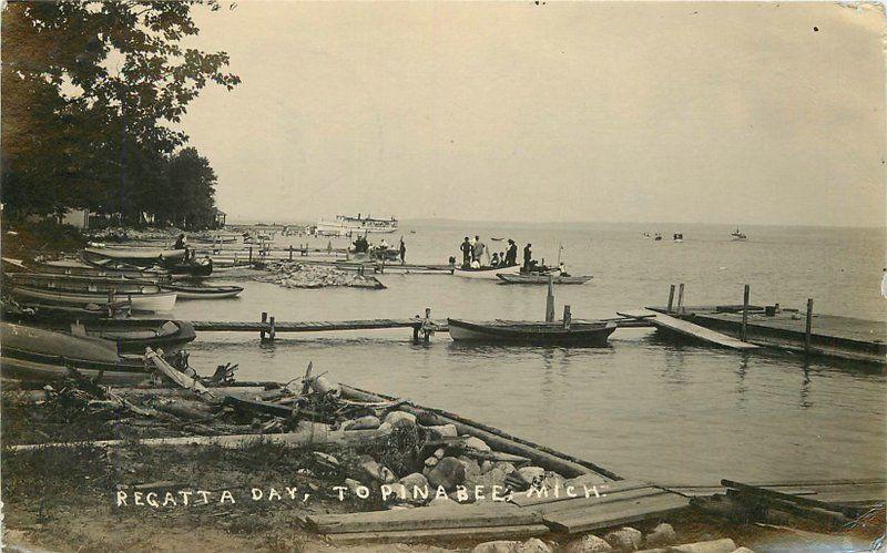 1910 Topinabee Michigan Regatta Day RPPC real photo postcard 12069