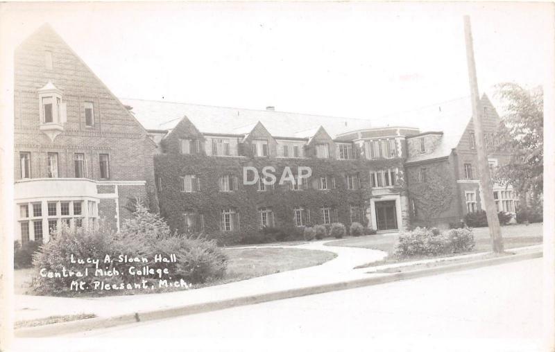 C54/ Mt Mount Pleasant Michigan Mi RPPC Postcard c40s Sloan Hall Central College