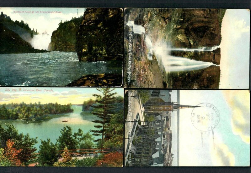 #790i (4) pcs Lily Bay, Yoho Valley-Twin Falls,Brockville Church, Kakabeka Falls