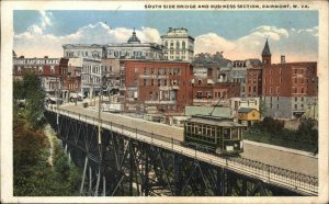 Fairmont West Virginia WV Bridge Trolley Downtown 1900s-20s Vintage Postcard