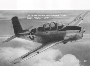 USAFT-34A TWO-PLACE BEECH AVIATION ARCADE MUTOSCOPE CARD POSTCARD (1950s)