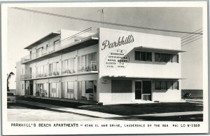 LAUDERDALE BY THE SEA FL PARKHILL'S BEACH APTS VINTAGE REAL PHOTO POSTCARD RPPC