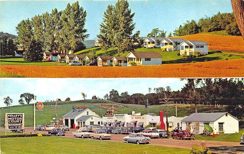 Derby Line VT Kelly's Restaurant Gulf Gas Station Old Cars Postcard