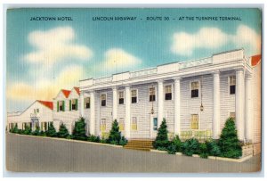 1953 Jacktown Hotel Lincoln Highway at the Turnpike Terminal Irwin PA Postcard 