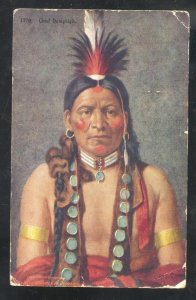 INDIAN WARRIOR NATIVE AMERICANA VINTAGE POSTCARD 1910