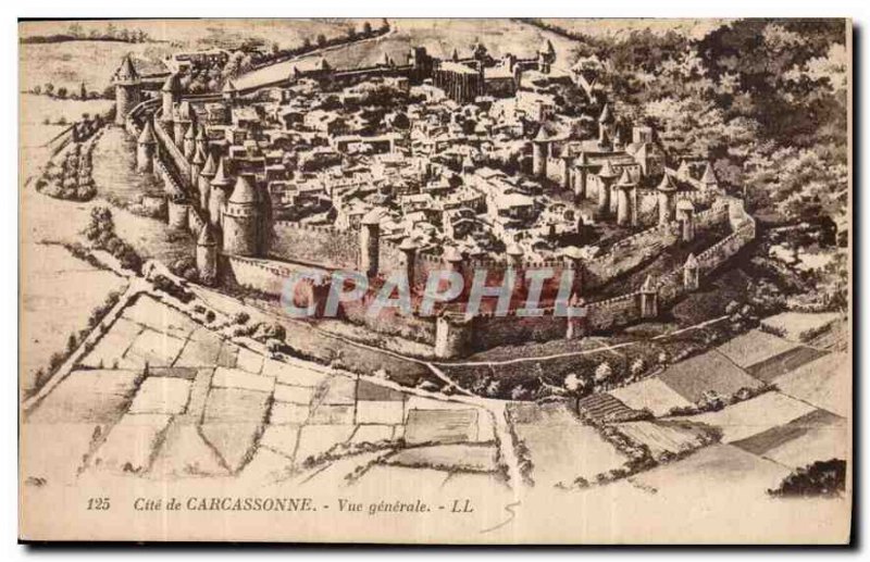 Postcard Old Cite Carcassonne General view