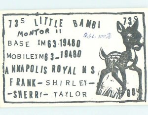 Pre-1980 RADIO CARD - Annapolis Royal - Near Digby & Bridgetown NS AH1715