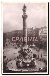 Old Postcard Marseille Place Castellane and the Fountain