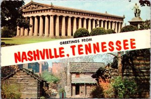 Tennessee Nashville Splt View The Parthenon & Fort Nashborough