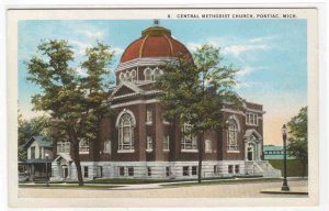 Central Methodist Church Pontiac Michigan 1920s postcard