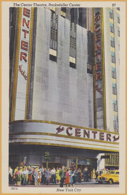 New York City, The Center Theater, Rockefeller Center, Vintage Taxi & People