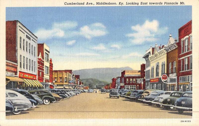 Middlesboro Kentucky Cumberland Ave Street Scene Antique Postcard K46484