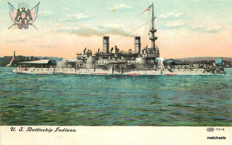 C-1910 Navy Great Whit Fleet Battleship Indiana postcard 8711