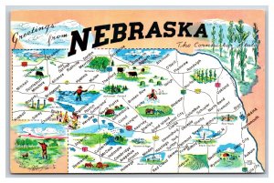 Map View Greetings From Nebraska NE UNP Unused Chrome Postcard O20