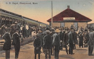 J54/ Plentywood Montana Postcard c1910 GN Railroad Depot Station  327