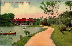 Canoes on North Pond, Lincoln Park Chicago IL Vintage Postcard X32