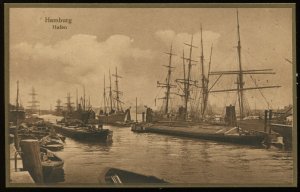 Hamburg Hafen. German harbor with ships. Dr. Trenkler Co. Bromogold