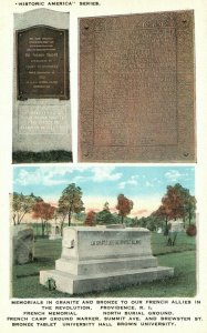 Vintage Postcard 1920's French Memorial North Burial Ground Providence RI