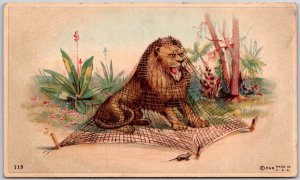 1880s-90s Trade Card, Lion Netted by Mouse, Eureka Maryland Assurance Co. MD