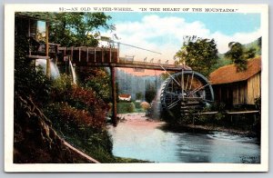 North Carolina~Old Water Wheel & Stream In Heart Of The Mountains~Vtg Postcard