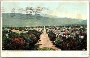 1908 Colorado Springs and Pike's Peak Colorado CO Birdseye View Posted Postcard