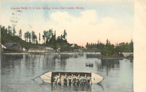 1907 Postcard US Life Saving Crew Capsize Drill Fort Canby WA Cape Disappointmnt