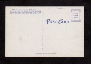 Cowboy Will Rogers Roping Horse in Loop Postcard