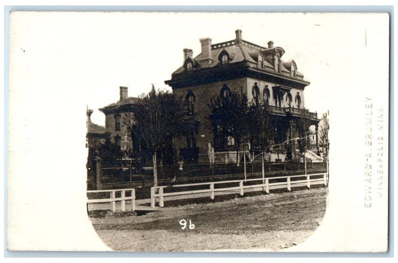 c1910's Sidle House Mansion Dirt Road Bromley Minneapolis MN RPPC Photo Postcard