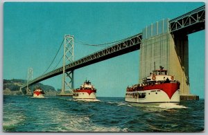 San Francisco California 1960s Postcard Harbor Tours Sight Seeing Boats