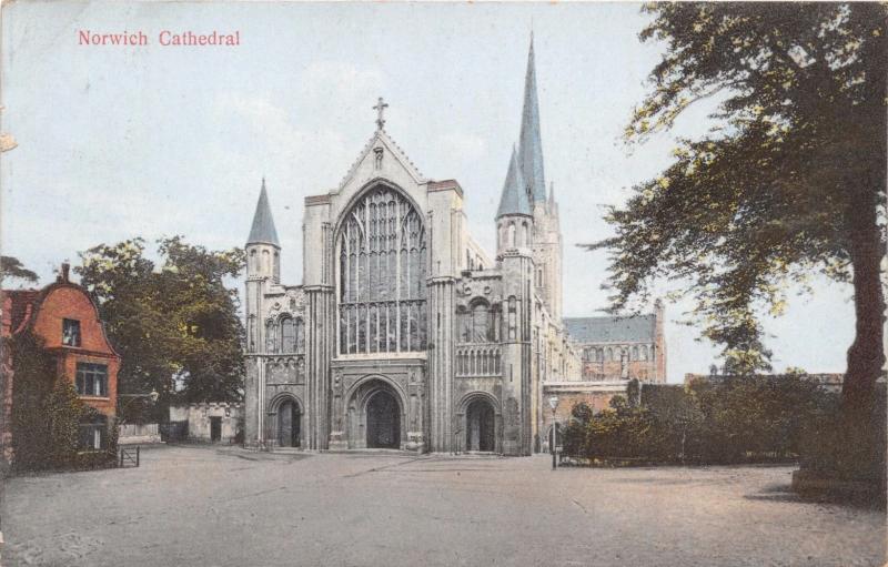 NORWICH NORFOLK UK  NORWICH CATHEDRAL POSTCARD 1929 PSTMK