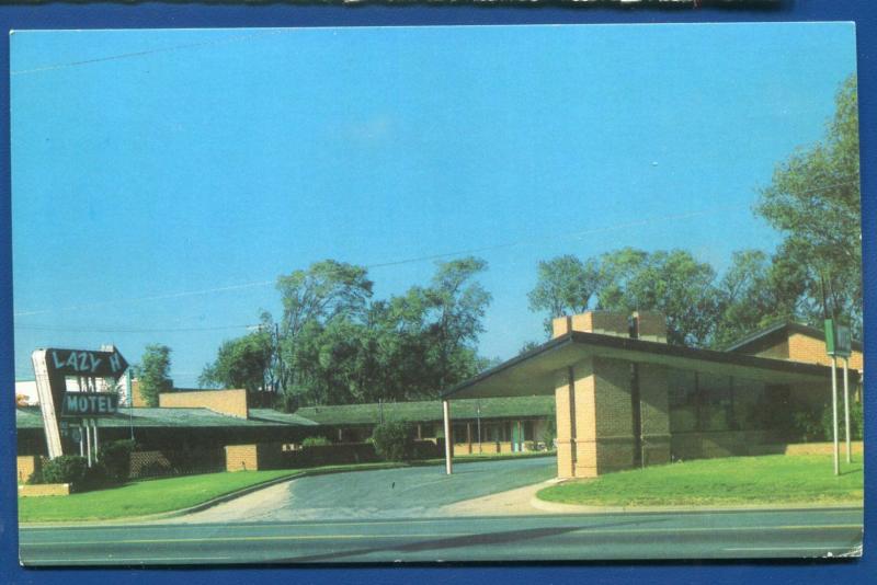 Enid Oklahoma ok Lazy H Motel chrome AAA old postcard