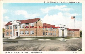 CO, Pueblo, Colorado, Central Junior High School, Curteich No 0A4010