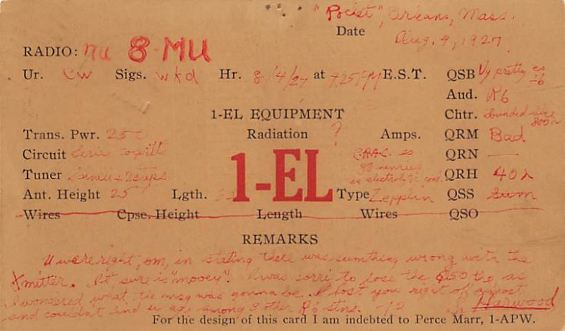 1EL QSL 1927 