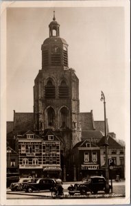 Netherlands Markt met Stadstoren Bergen op Zoom Vintage RPCP C025