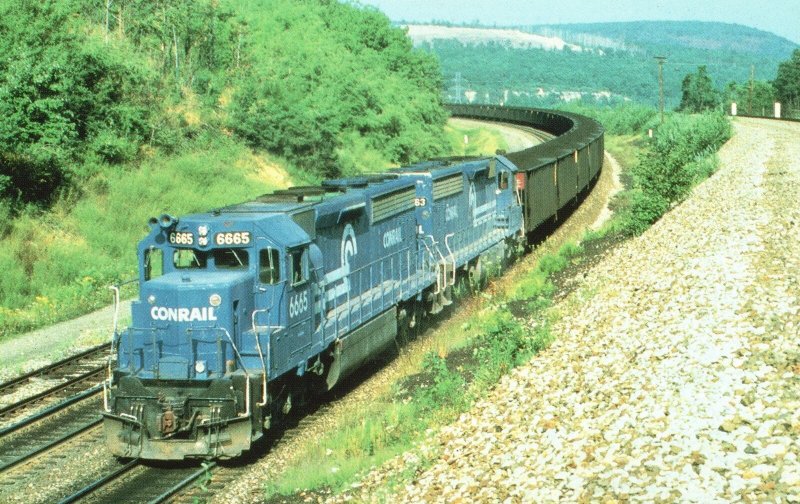 Vintage Postcard Conrail Unit Number 6665 An EMD SD45-2 Built In 1972 Coal Train 